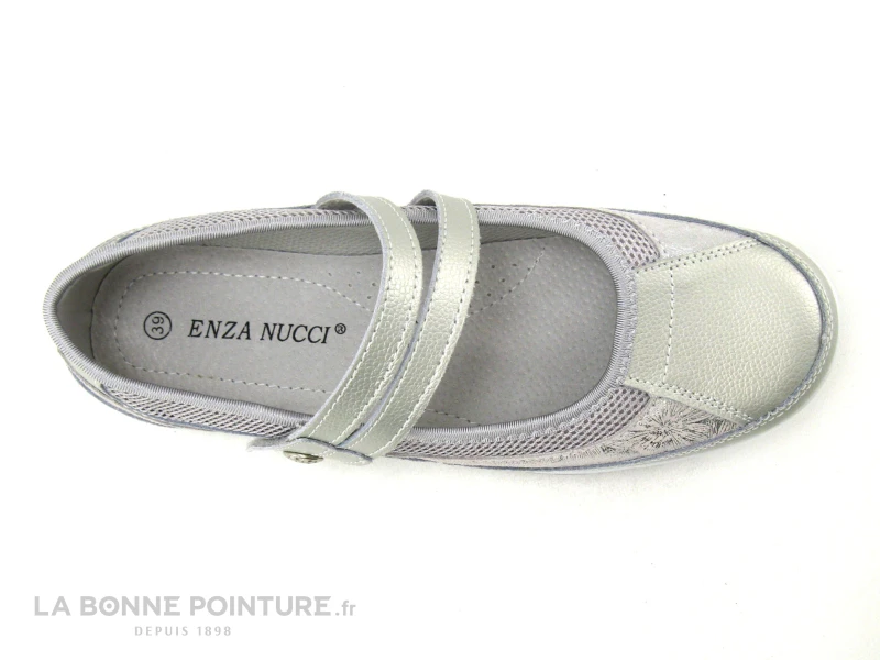 Enza Nucci FC4316 Argent - Ballerine Grise Avec Bride Velcro 3 Enza Nucci FC4316 Argent - Ballerine Grise Avec Bride Velcro – Image 3