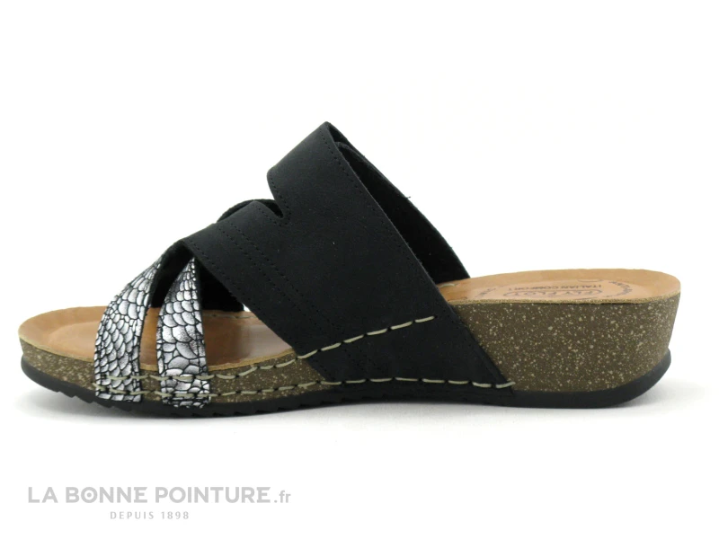 Fly Flot FLANCA Noir - Ecailles Argent - Mule Anatomique Femme 2 Fly Flot FLANCA Noir - Ecailles Argent - Mule Anatomique Femme â Image 2