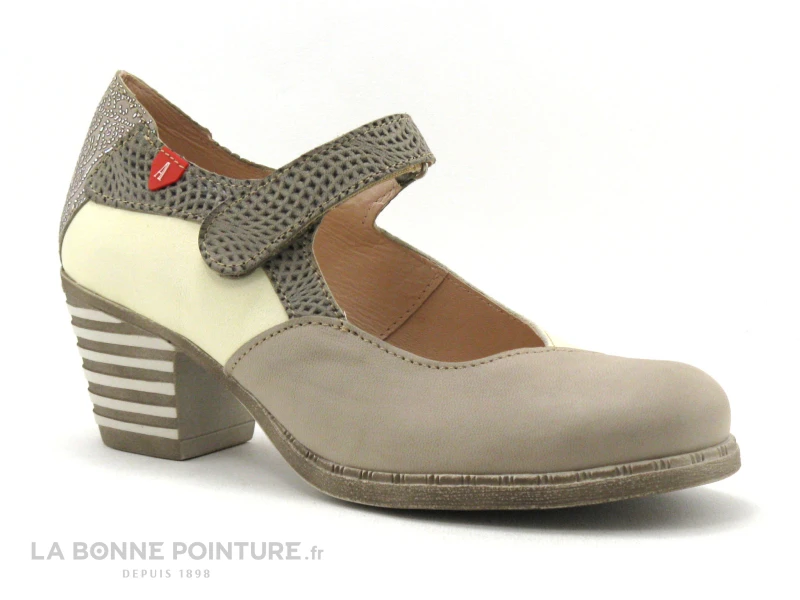 Alce Shoes 9809 Beige - Escarpin Petit Talon - Bride Velcro 1 Alce Shoes 9809 Beige - Escarpin Petit Talon - Bride Velcro