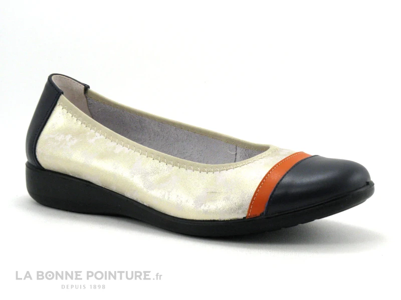 Inea CELESTE Marine Orange Or - Ballerine Souple Femme 5 Inea CELESTE Marine Orange Or - Ballerine Souple Femme â Image 5
