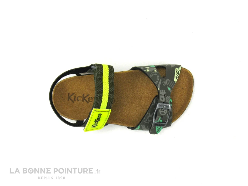 Kickers SOSTREET Kaki Jaune Imprime - Sandale Reglable GARCON 6 Kickers SOSTREET Kaki Jaune Imprime - Sandale Reglable GARCON â Image 6