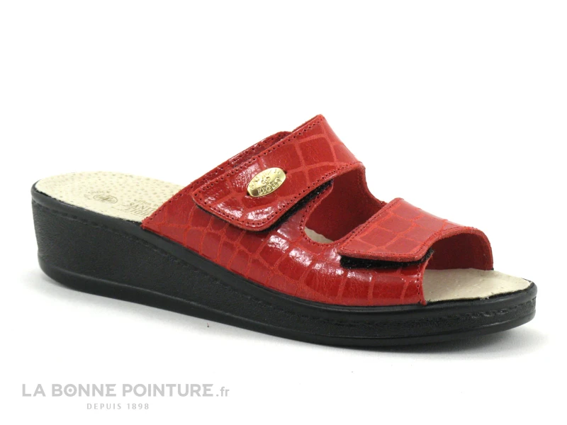 Sanital Light 1475 Rouge Croco - Mule Femme Reglable 2 Scratches 1 Sanital Light 1475 Rouge Croco - Mule Femme Reglable 2 Scratches