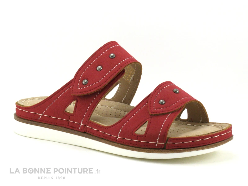 Morans BRIEC Rouge Fonce - Mule Femme Avec Bride Velcro 1 Morans BRIEC Rouge Fonce - Mule Femme Avec Bride Velcro