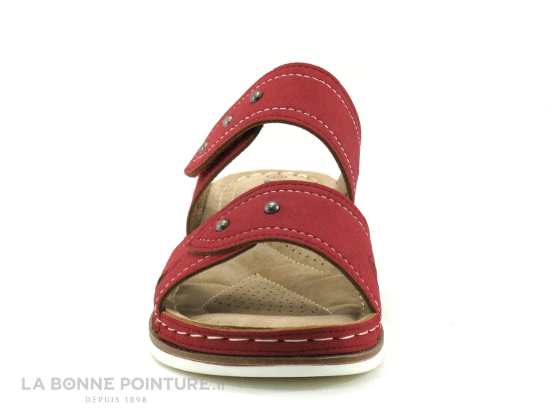 Morans BRIEC Rouge Fonce - Mule Femme Avec Bride Velcro 2 Morans BRIEC Rouge Fonce - Mule Femme Avec Bride Velcro – Image 2