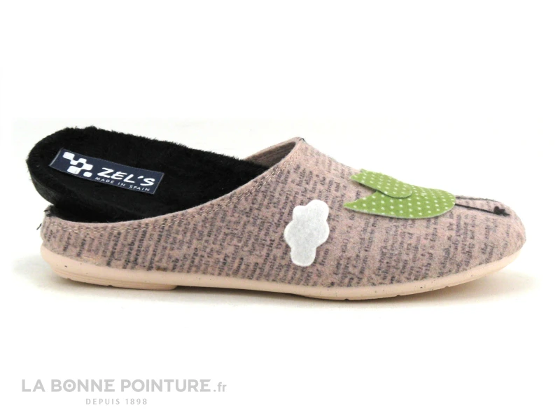 Zels 4413 Rose Nude - Oiseau - Fleurs - Pantoufle Mule Femme 3 Zels 4413 Rose Nude - Oiseau - Fleurs - Pantoufle Mule Femme â Image 3