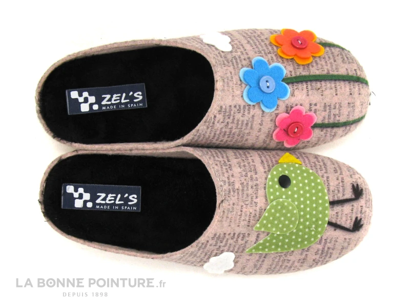 Zels 4413 Rose Nude - Oiseau - Fleurs - Pantoufle Mule Femme 4 Zels 4413 Rose Nude - Oiseau - Fleurs - Pantoufle Mule Femme â Image 4