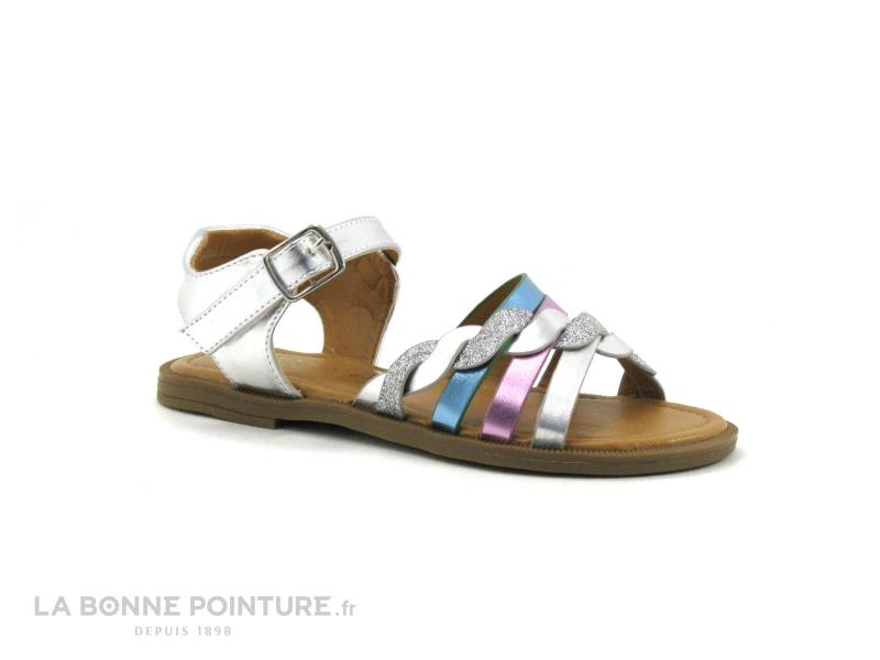 3 Pommes VINNIE Argent Rose Bleu - Sandale Fille 1 3 Pommes VINNIE Argent Rose Bleu - Sandale Fille